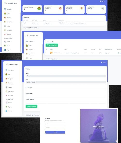 لوحة تحكم لموقع مستشفى